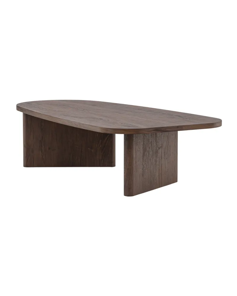 Grönvik Couchtisch mit gerundeter Platte auf zwei Wangen in 130 × 65 cm, Mokka, Ansicht 12