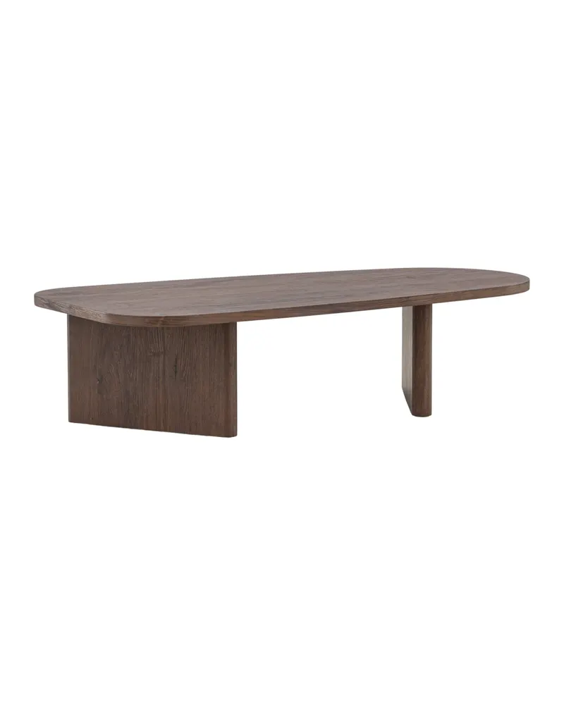 Grönvik Couchtisch mit gerundeter Platte auf zwei Wangen in 130 × 65 cm, Mokka, Ansicht 2