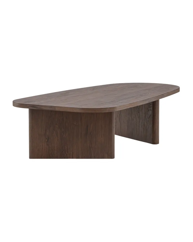 Grönvik Couchtisch mit gerundeter Platte auf zwei Wangen in 130 × 65 cm, Mokka, Ansicht 3