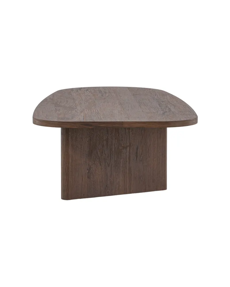 Grönvik Couchtisch mit gerundeter Platte auf zwei Wangen in 130 × 65 cm, Mokka, Ansicht 4
