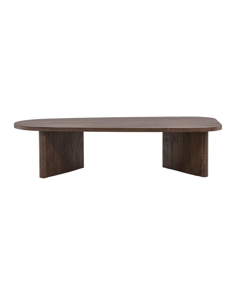 Grönvik Couchtisch mit gerundeter Platte auf zwei Wangen in 130 × 65 cm, Mokka, Ansicht 5
