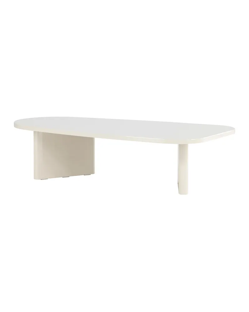 Grönvik Couchtisch mit gerundeter Platte auf zwei Wangen in 130 × 65 cm, Beige, Ansicht 8