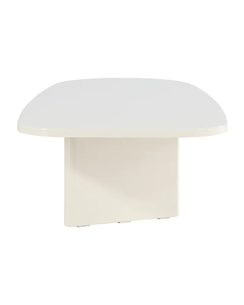 Grönvik Couchtisch mit gerundeter Platte auf zwei Wangen in 130 × 65 cm, Beige, Ansicht 9