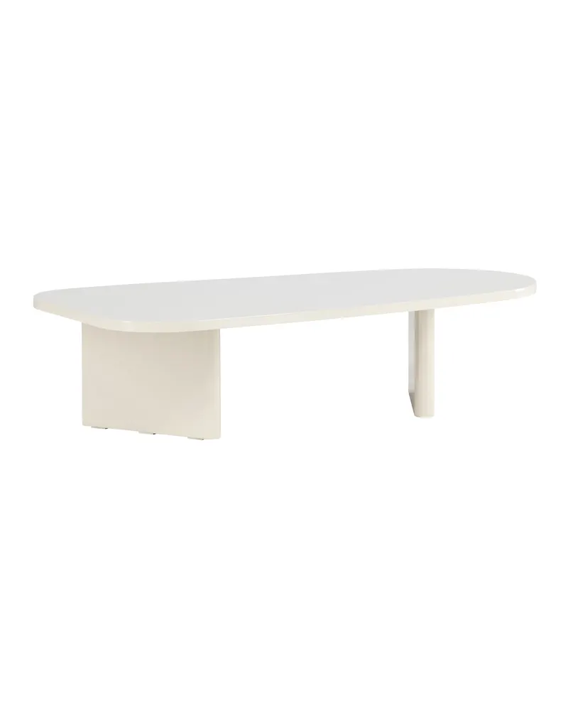 Grönvik Couchtisch mit gerundeter Platte auf zwei Wangen in 130 × 65 cm, Beige, Ansicht 10