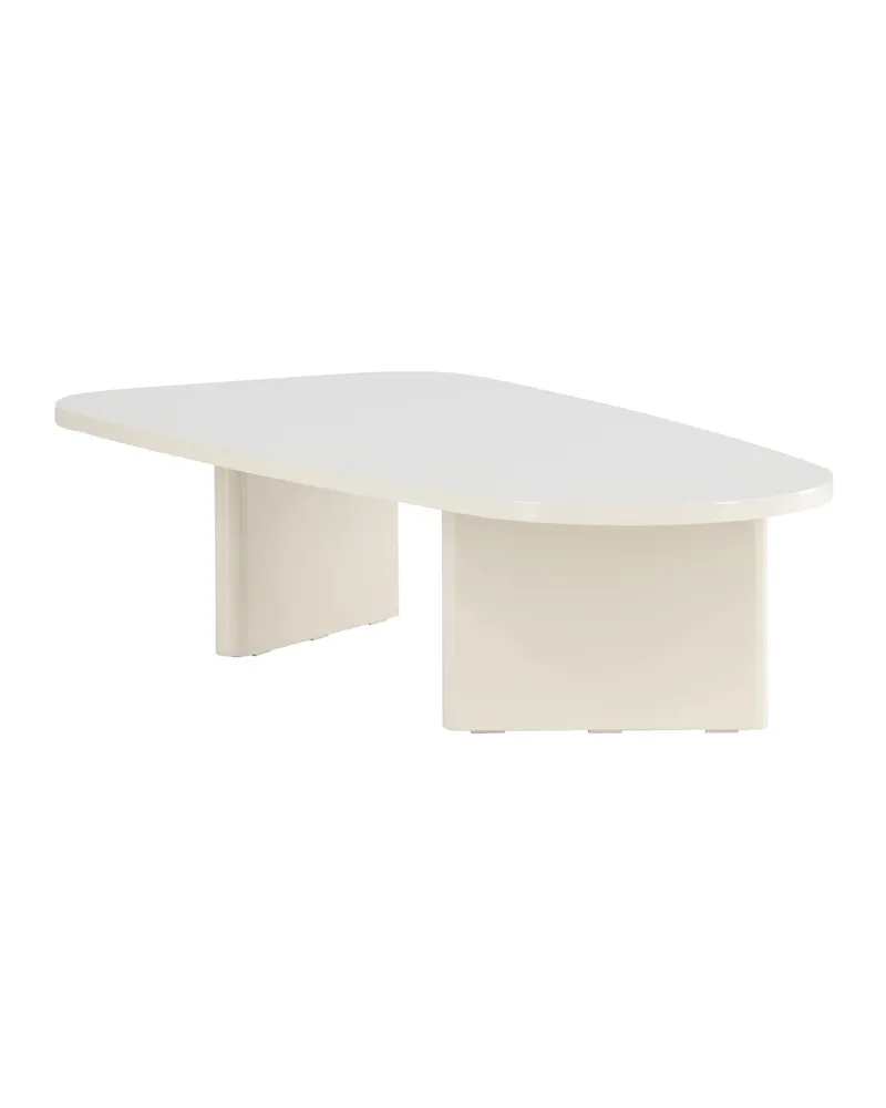 Grönvik Couchtisch mit gerundeter Platte auf zwei Wangen in 130 × 65 cm, Beige, Ansicht 12