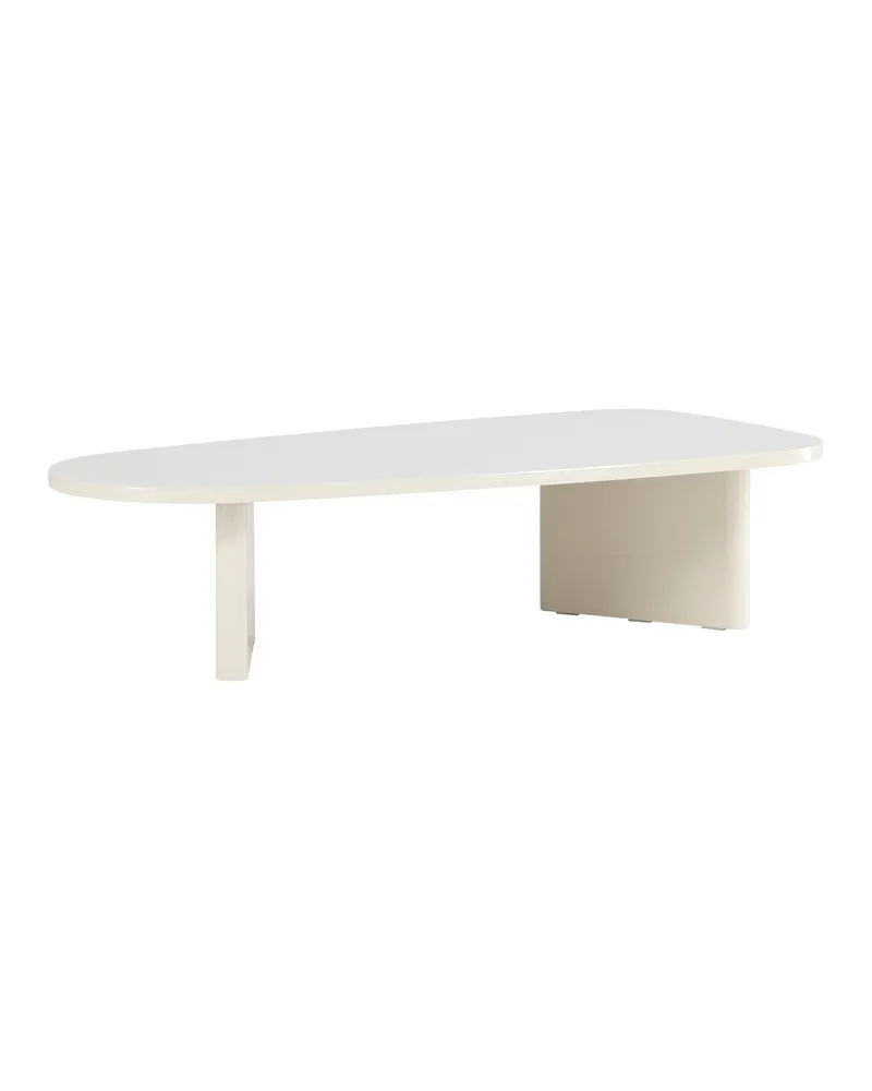 Grönvik Couchtisch mit gerundeter Platte auf zwei Wangen in 130 × 65 cm, Beige, Ansicht 2