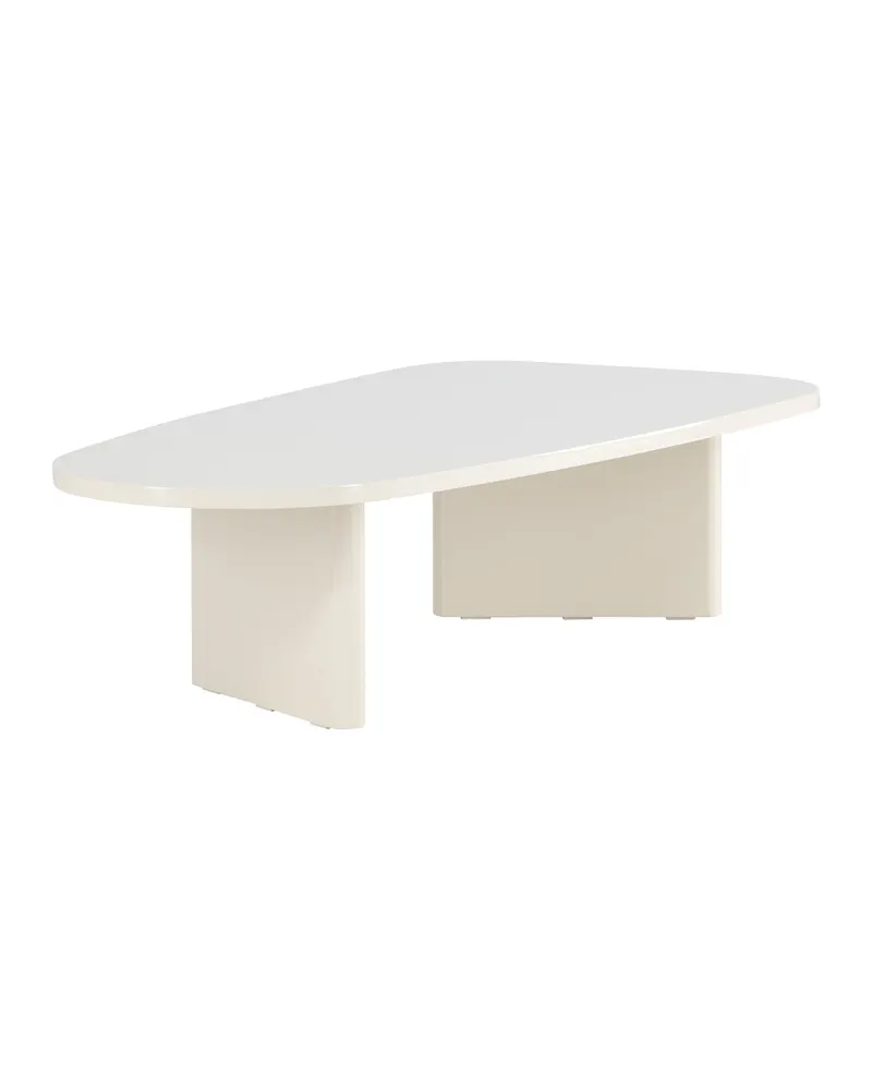 Grönvik Couchtisch mit gerundeter Platte auf zwei Wangen in 130 × 65 cm, Beige, Ansicht 3