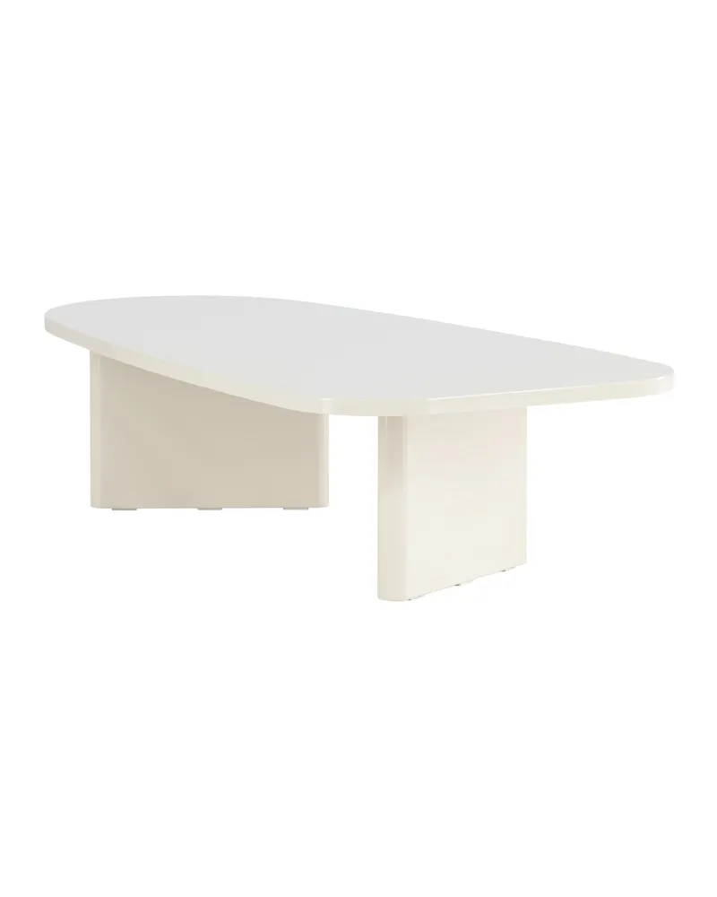 Grönvik Couchtisch mit gerundeter Platte auf zwei Wangen in 130 × 65 cm, Beige, Ansicht 5