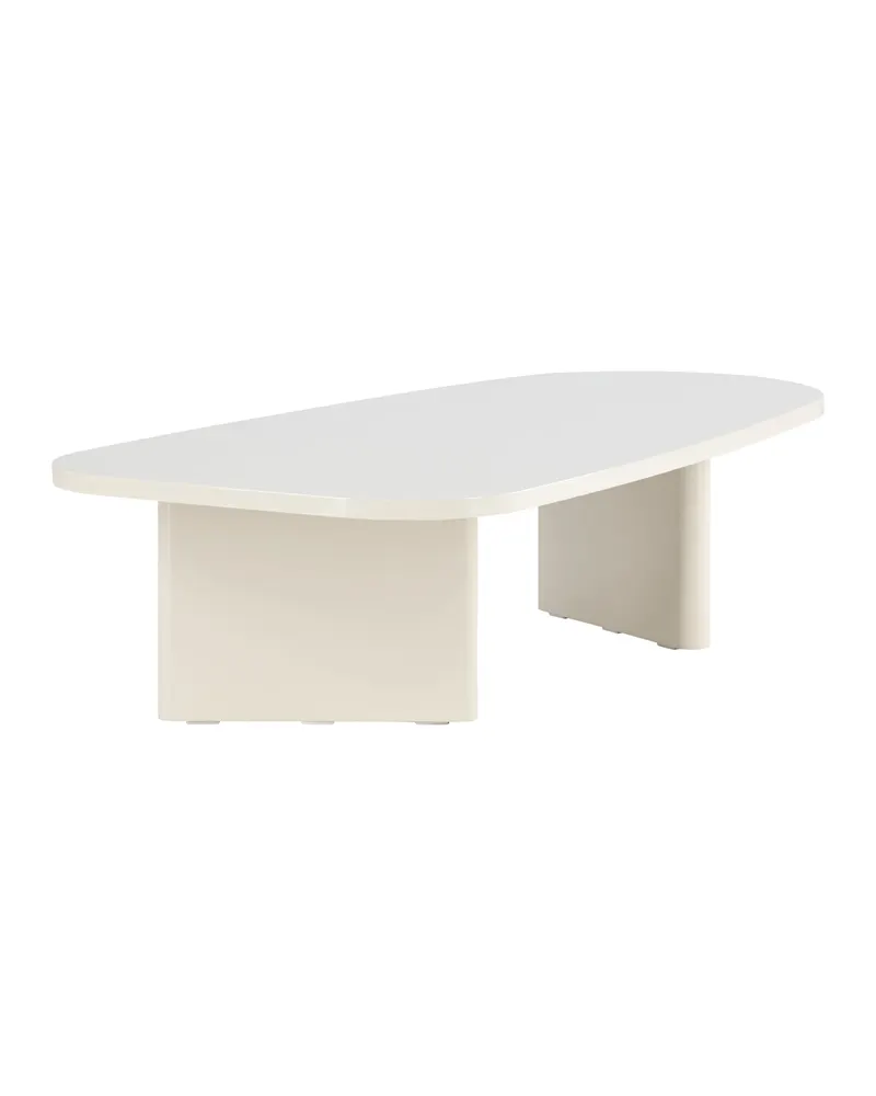 Grönvik Couchtisch mit gerundeter Platte auf zwei Wangen in 130 × 65 cm, Beige, Ansicht 6