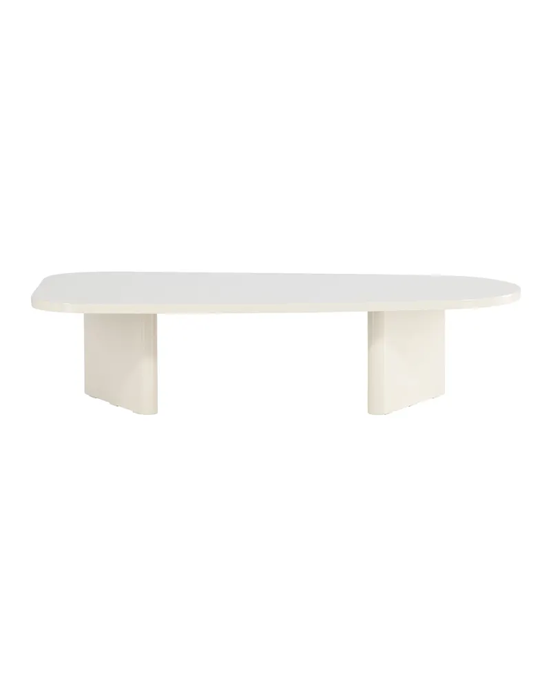 Grönvik Couchtisch mit gerundeter Platte auf zwei Wangen in 130 × 65 cm, Beige, Ansicht 7