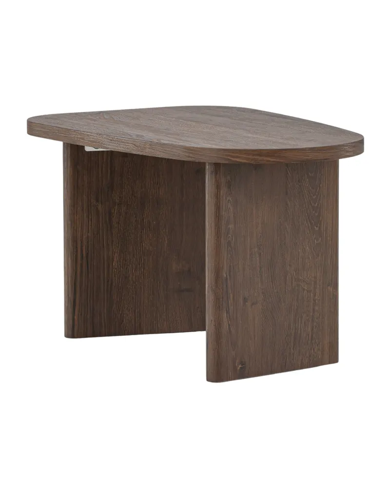 Grönvik Couchtisch mit gerundeter Platte auf zwei Wangen in 70 × 45 cm, Mokka, Ansicht 6
