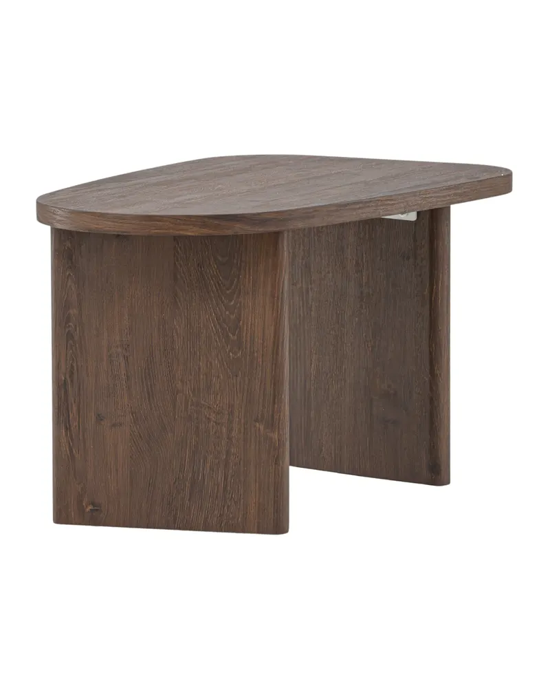 Grönvik Couchtisch mit gerundeter Platte auf zwei Wangen in 70 × 45 cm, Mokka, Ansicht 8