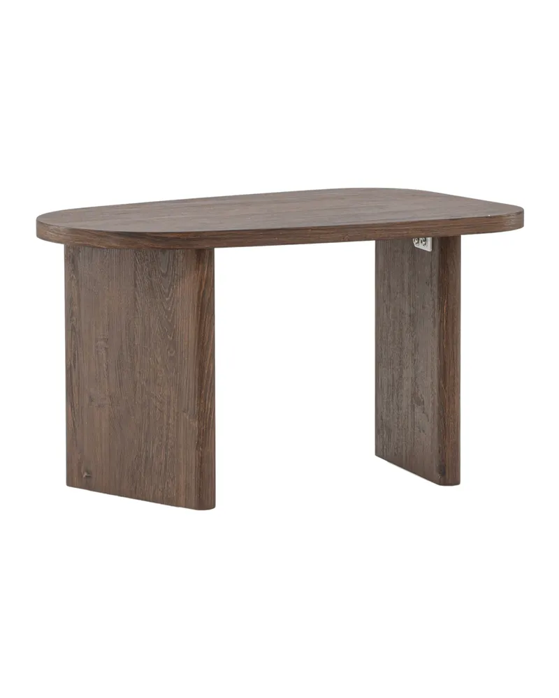 Grönvik Couchtisch mit gerundeter Platte auf zwei Wangen in 70 × 45 cm, Mokka, Ansicht 9