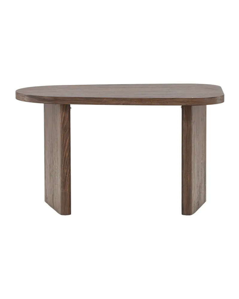 Grönvik Couchtisch mit gerundeter Platte auf zwei Wangen in 70 × 45 cm, Mokka, Ansicht 10