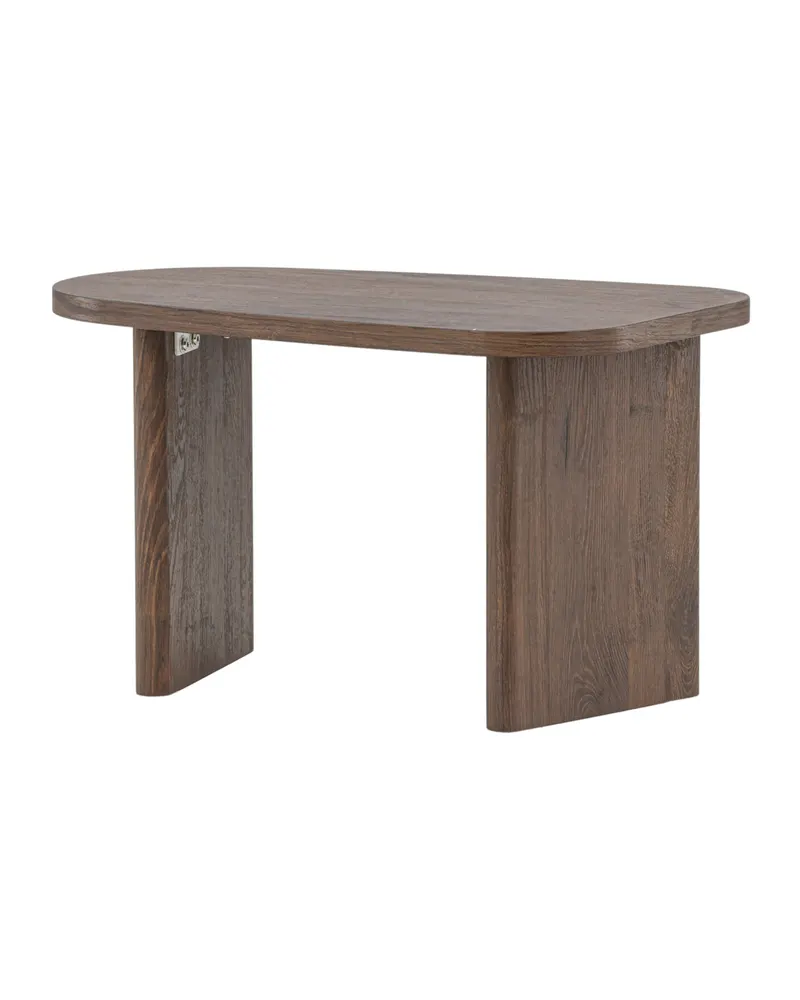 Grönvik Couchtisch mit gerundeter Platte auf zwei Wangen in 70 × 45 cm, Mokka, Ansicht 11