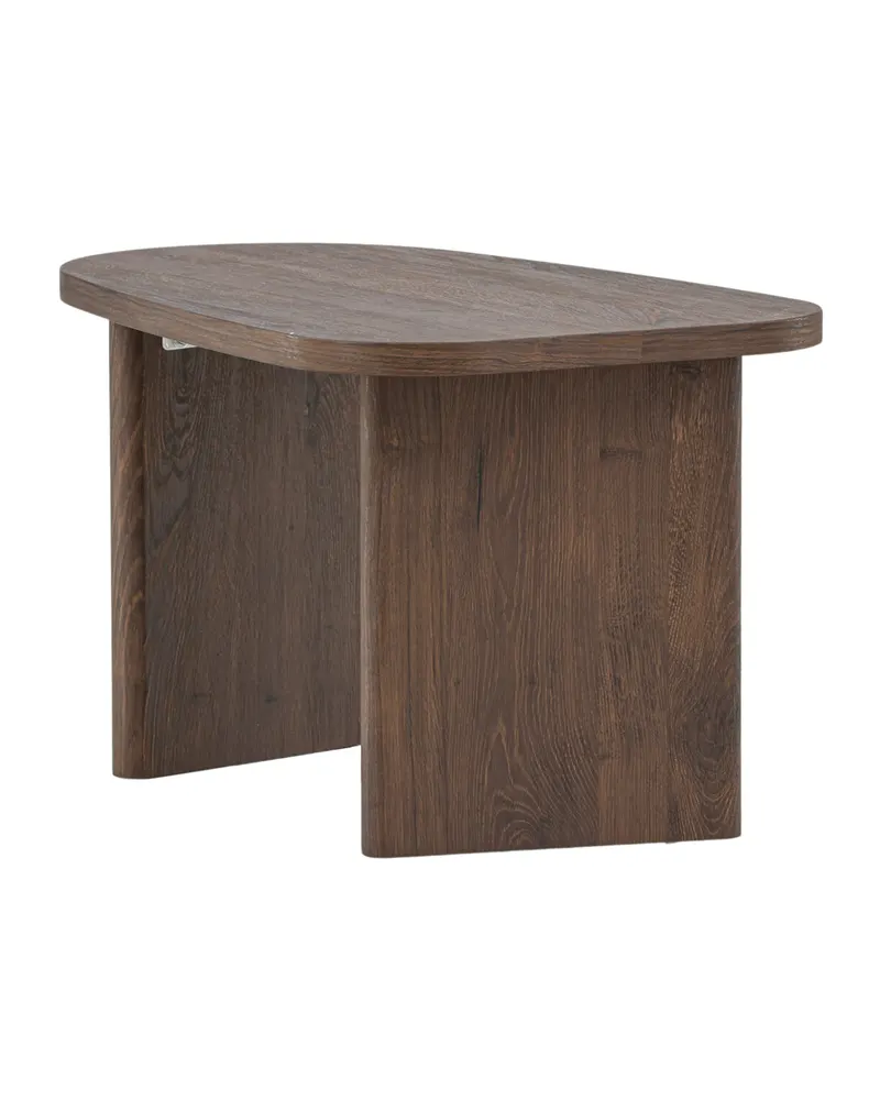 Grönvik Couchtisch mit gerundeter Platte auf zwei Wangen in 70 × 45 cm, Mokka, Ansicht 12