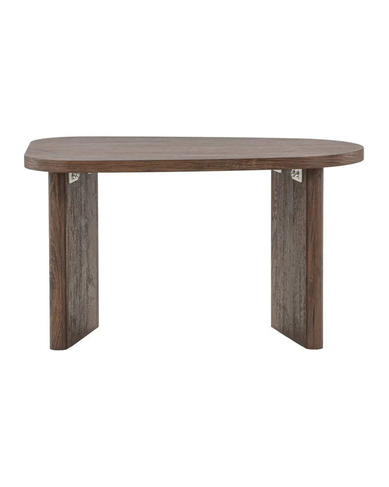 Grönvik Couchtisch mit gerundeter Platte auf zwei Wangen in 70 × 45 cm, Mokka, Ansicht 2