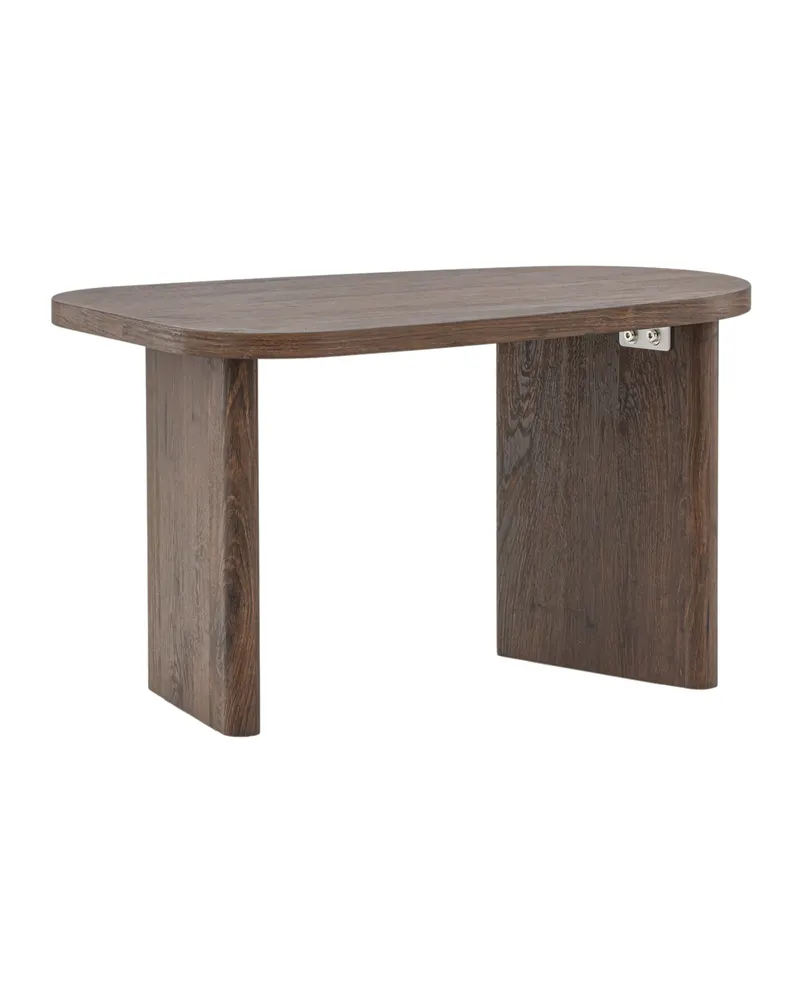 Grönvik Couchtisch mit gerundeter Platte auf zwei Wangen in 70 × 45 cm, Mokka, Ansicht 3