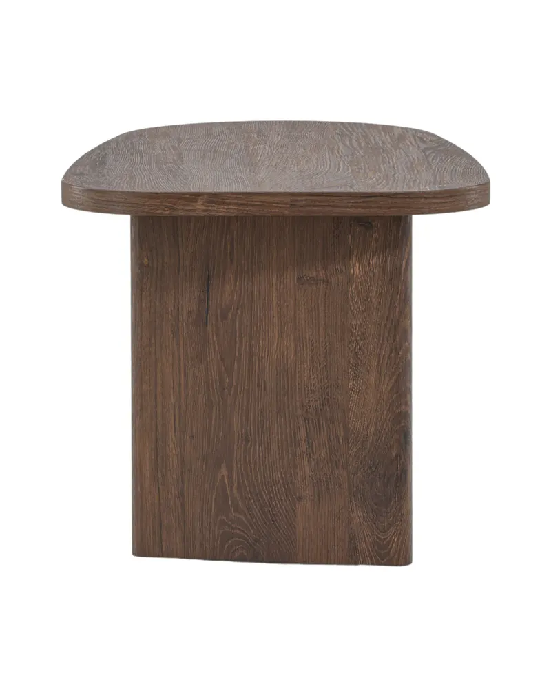 Grönvik Couchtisch mit gerundeter Platte auf zwei Wangen in 70 × 45 cm, Mokka, Ansicht 4