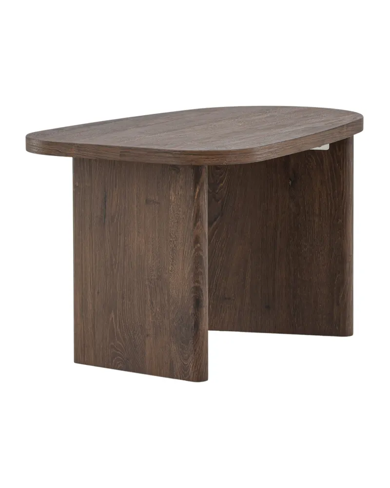 Grönvik Couchtisch mit gerundeter Platte auf zwei Wangen in 70 × 45 cm, Mokka, Ansicht 5
