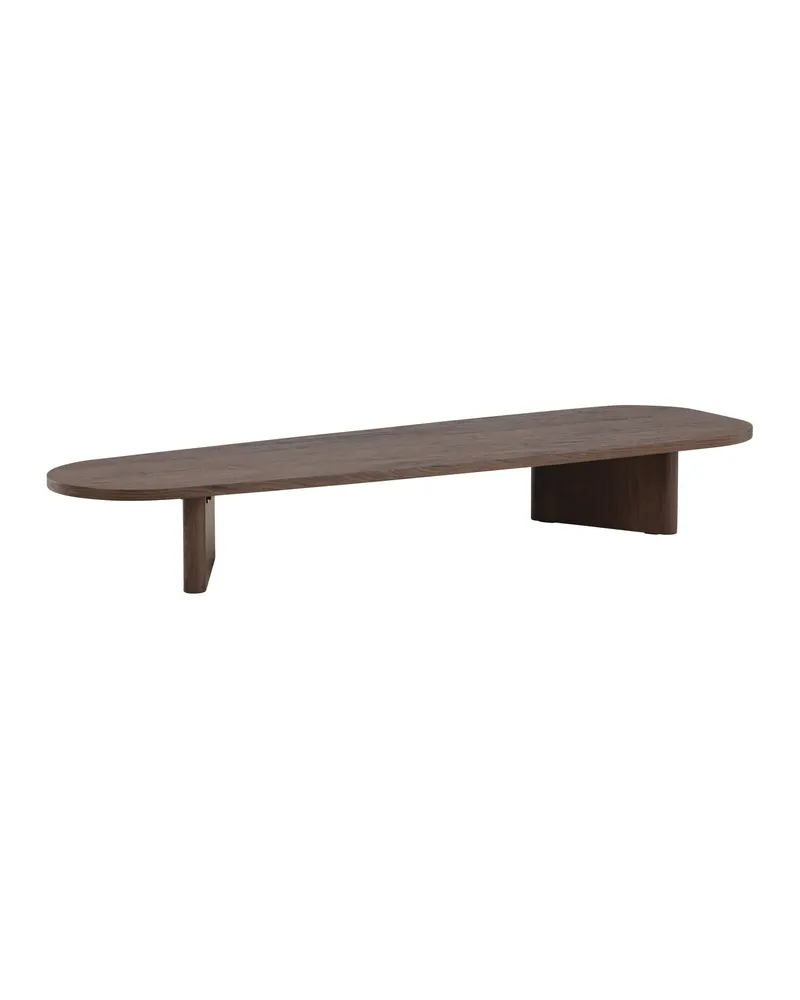 Grönvik Couchtisch mit gerundeter Platte auf zwei Wangen in 180 × 55 cm, Mokka, Ansicht 1