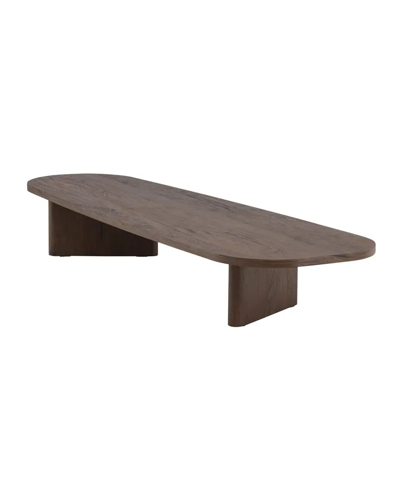 Grönvik Couchtisch mit gerundeter Platte auf zwei Wangen in 180 × 55 cm, Mokka, Ansicht 7