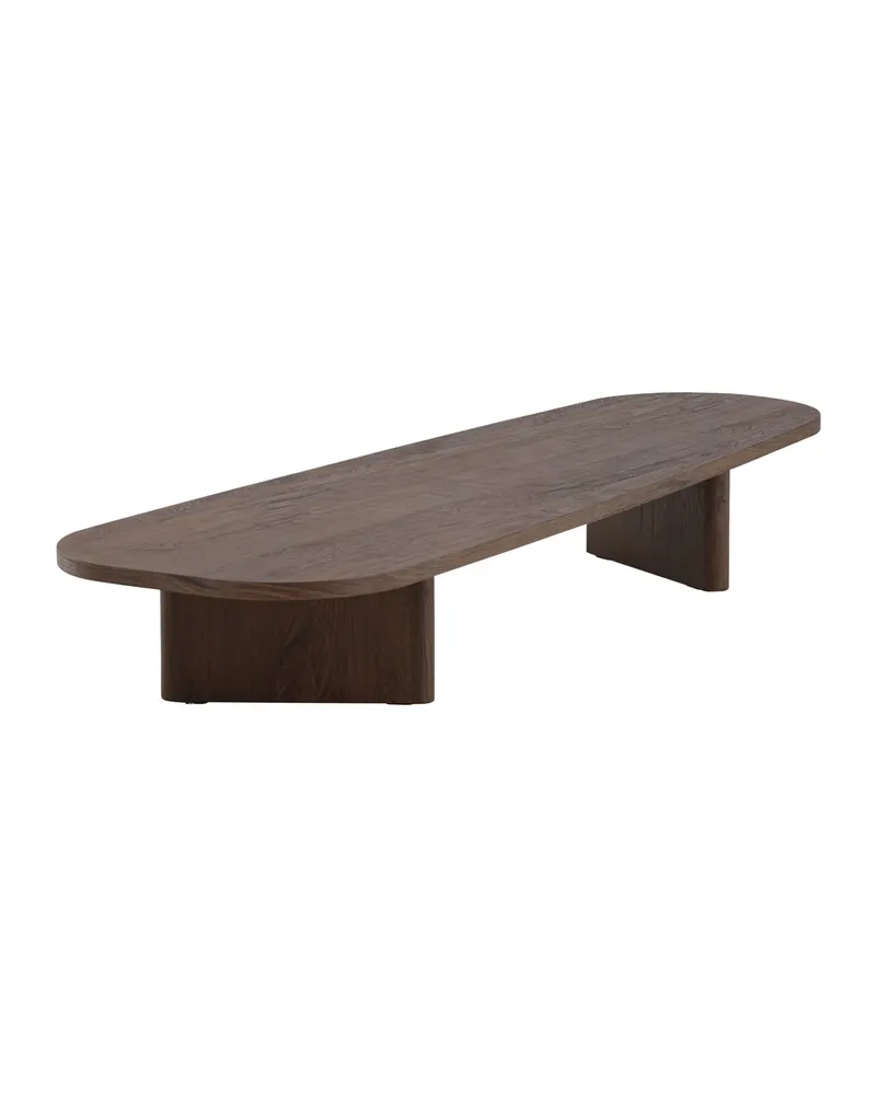 Grönvik Couchtisch mit gerundeter Platte auf zwei Wangen in 180 × 55 cm, Mokka, Ansicht 8
