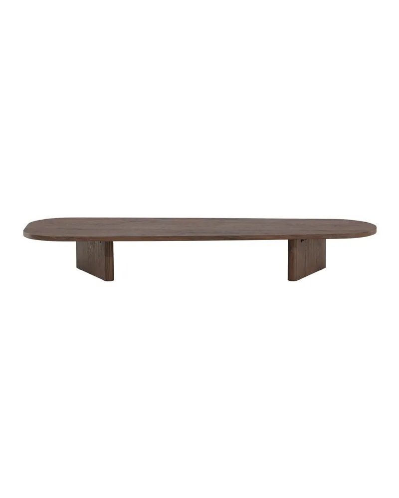 Grönvik Couchtisch mit gerundeter Platte auf zwei Wangen in 180 × 55 cm, Mokka, Ansicht 10