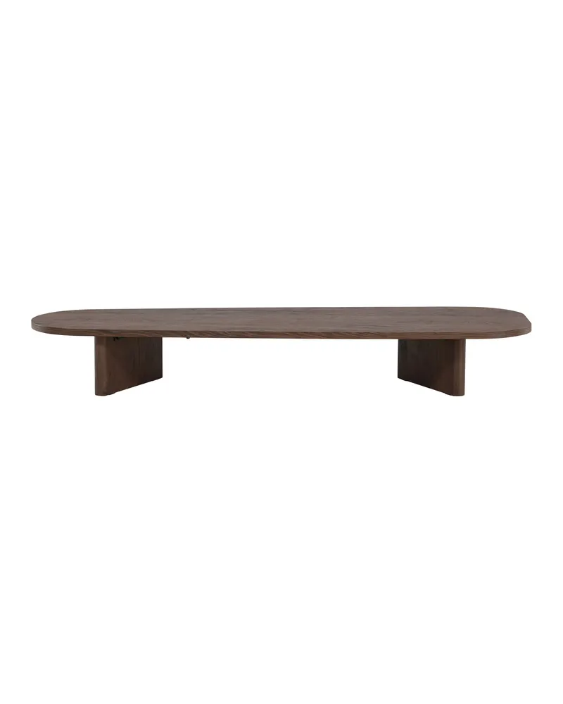 Grönvik Couchtisch mit gerundeter Platte auf zwei Wangen in 180 × 55 cm, Mokka, Ansicht 2