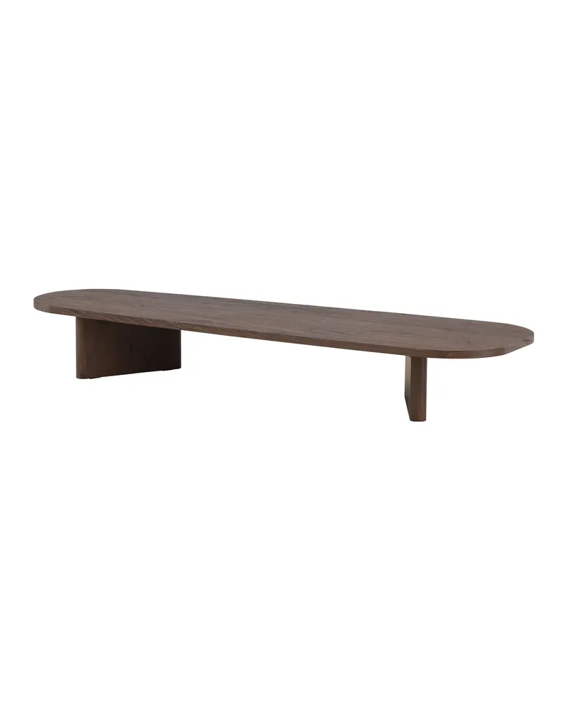 Grönvik Couchtisch mit gerundeter Platte auf zwei Wangen in 180 × 55 cm, Mokka, Ansicht 3