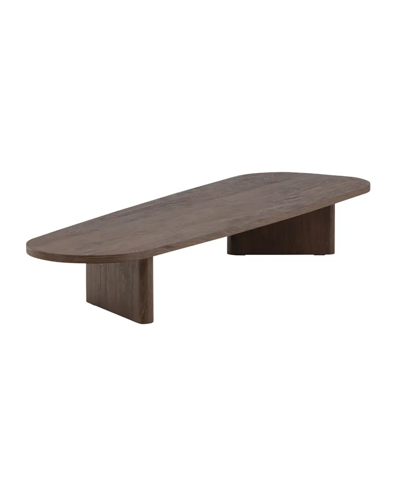 Grönvik Couchtisch mit gerundeter Platte auf zwei Wangen in 180 × 55 cm, Mokka, Ansicht 5