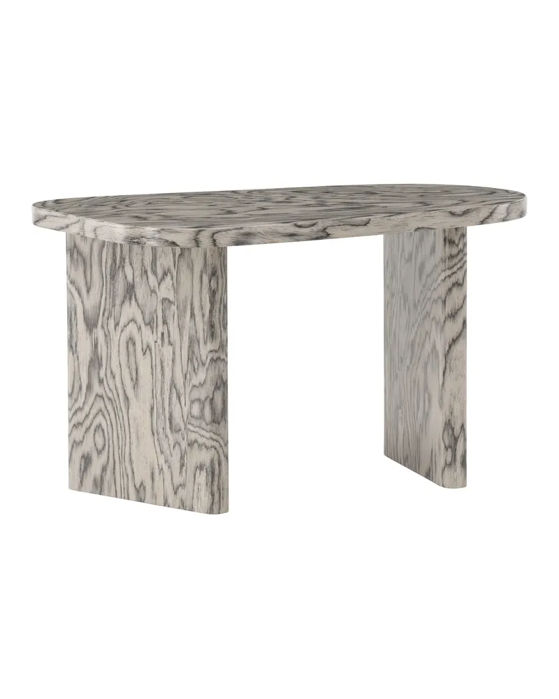 Grönvik Couchtisch mit gerundeter Platte auf zwei Wangen in 70 × 45 cm, Grau, Ansicht 1