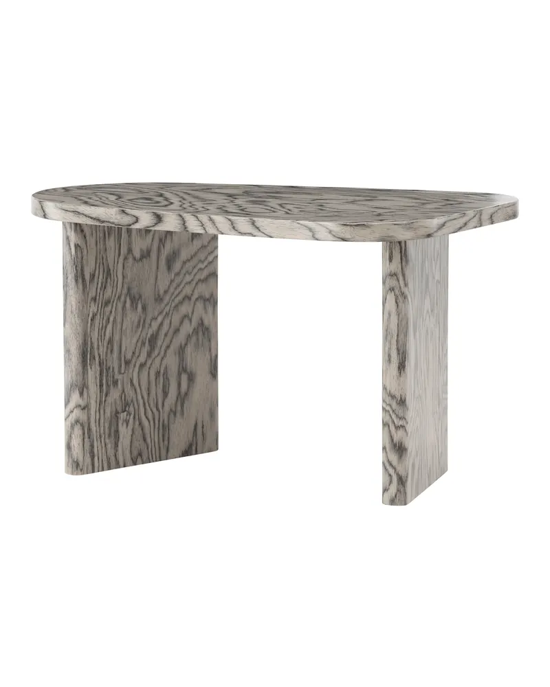 Grönvik Couchtisch mit gerundeter Platte auf zwei Wangen in 70 × 45 cm, Grau, Ansicht 10