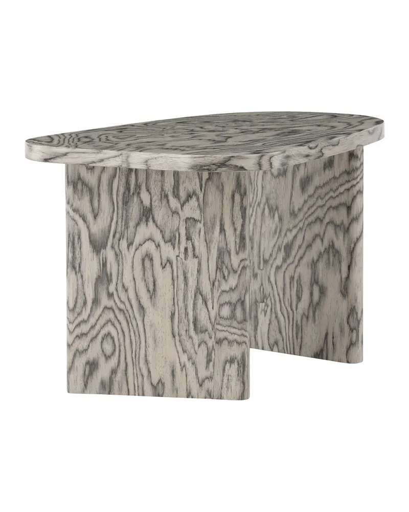Grönvik Couchtisch mit gerundeter Platte auf zwei Wangen in 70 × 45 cm, Grau, Ansicht 12