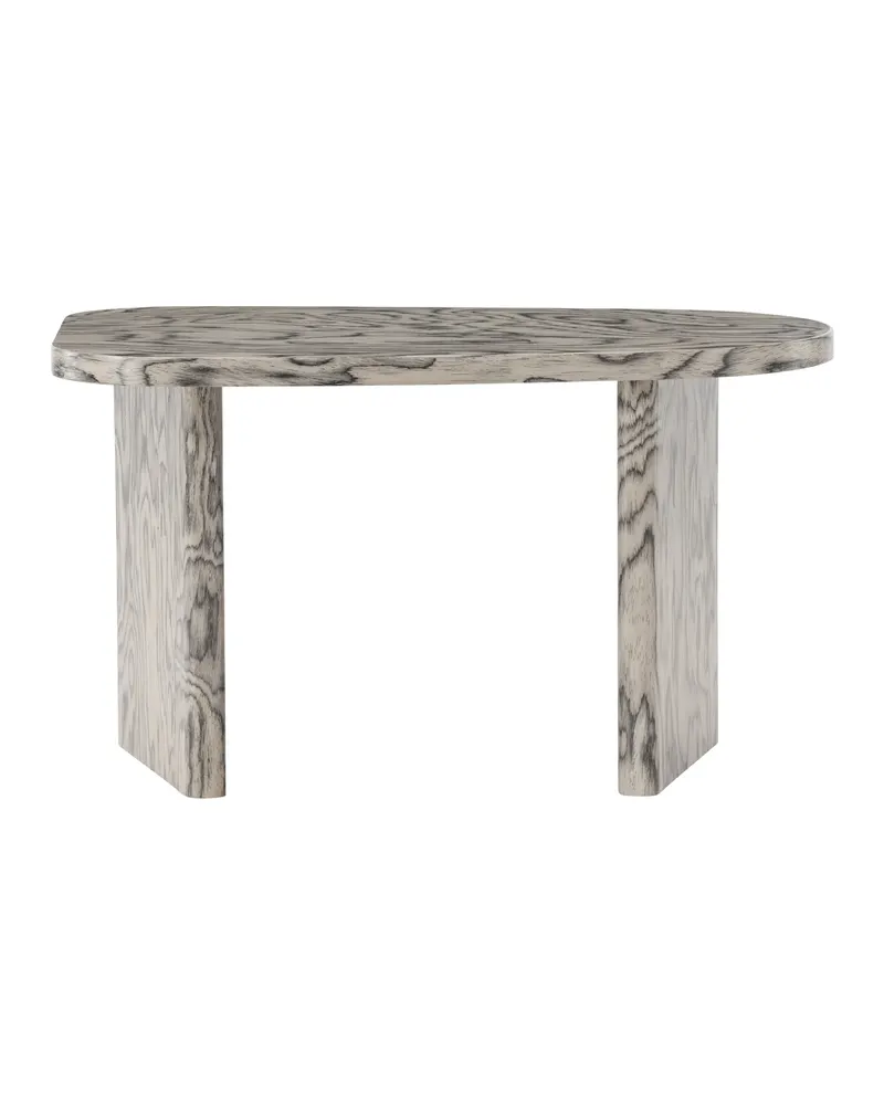 Grönvik Couchtisch mit gerundeter Platte auf zwei Wangen in 70 × 45 cm, Grau, Ansicht 2