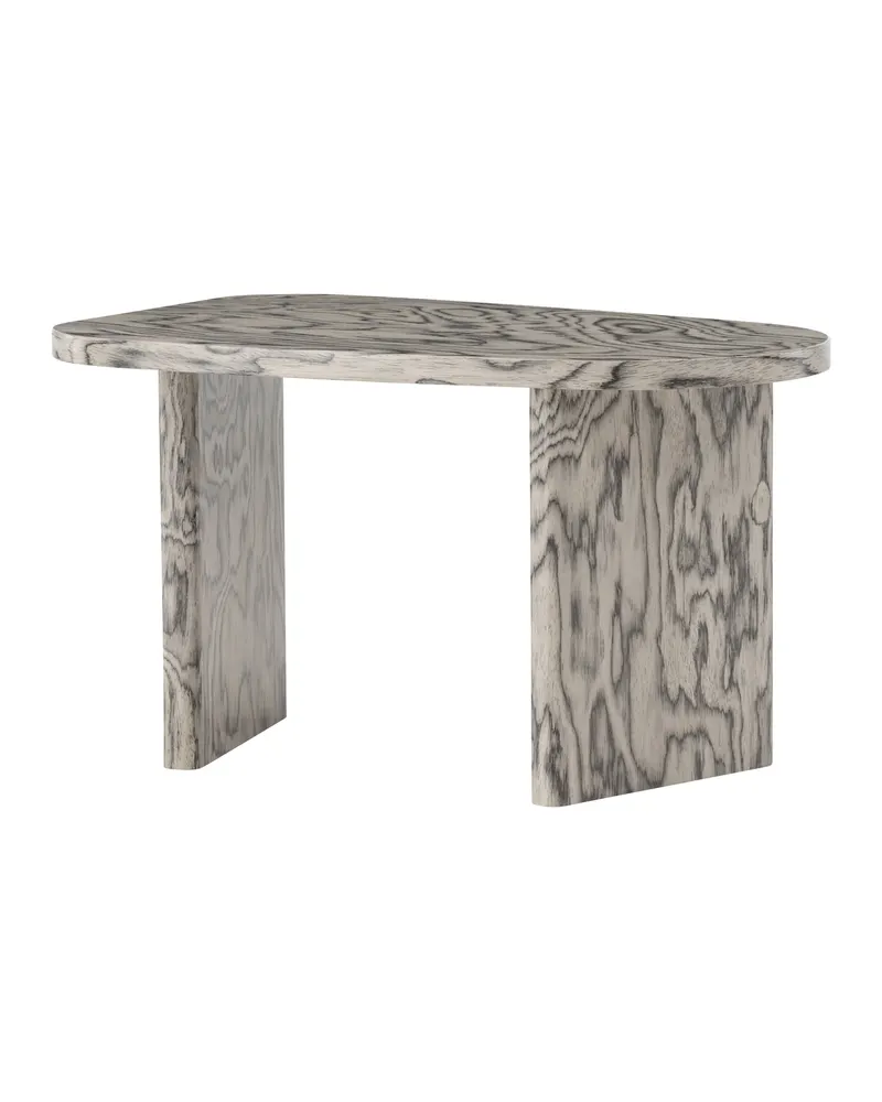 Grönvik Couchtisch mit gerundeter Platte auf zwei Wangen in 70 × 45 cm, Grau, Ansicht 4
