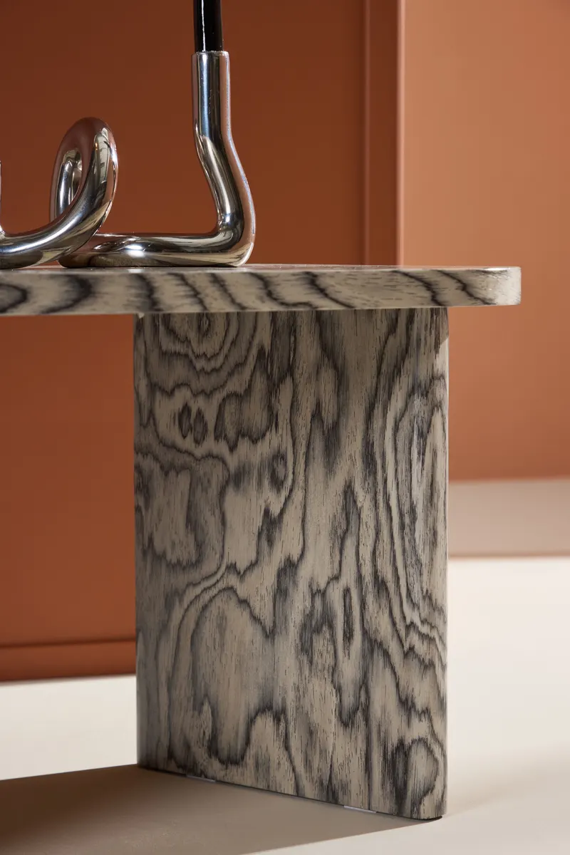Grönvik Couchtisch mit gerundeter Platte auf zwei Wangen in 70 × 45 cm, Grau, im Wohnraum, Ansicht 3
