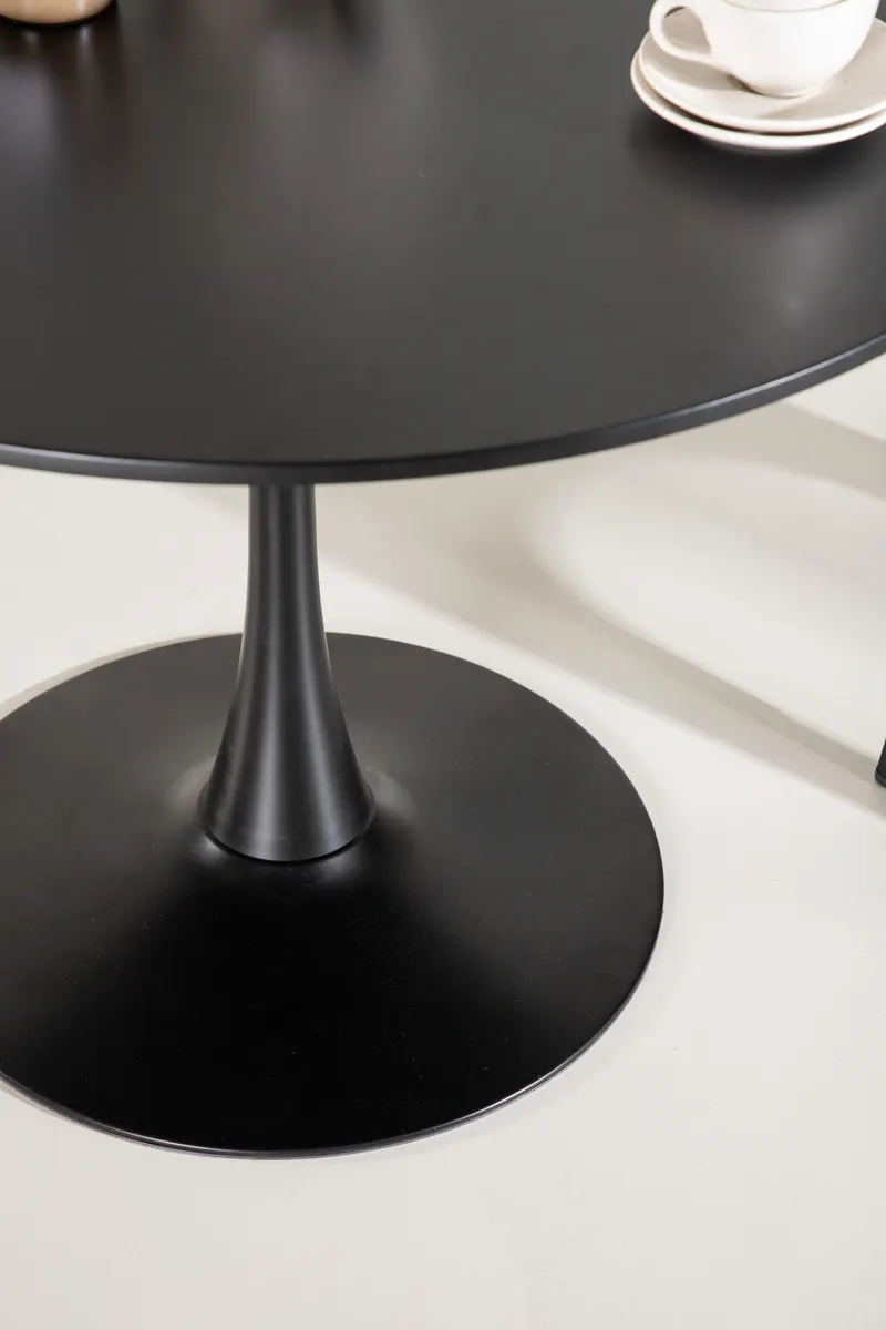 Hamden runder Esstisch mit Stahlgestell in Ø 80 cm, Schwarz, im Wohnraum, Ansicht 4
