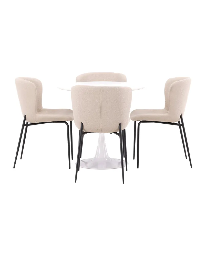 Hamden & Modesto Essgruppe mit rundem Esstisch und 4 Stühlen in Beige, Gestell Schwarz, Ansicht 10
