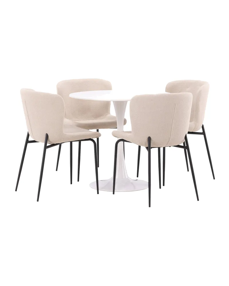 Hamden & Modesto Essgruppe mit rundem Esstisch und 4 Stühlen in Beige, Gestell Schwarz, Ansicht 2