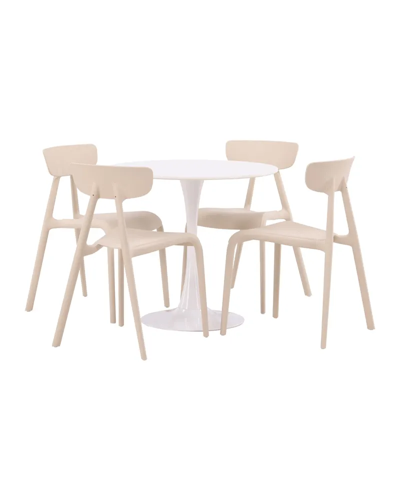 Hamden & Ursholmen Essgruppe mit rundem Esstisch und 4 stapelbaren Stühlen in Beige, Ansicht 8