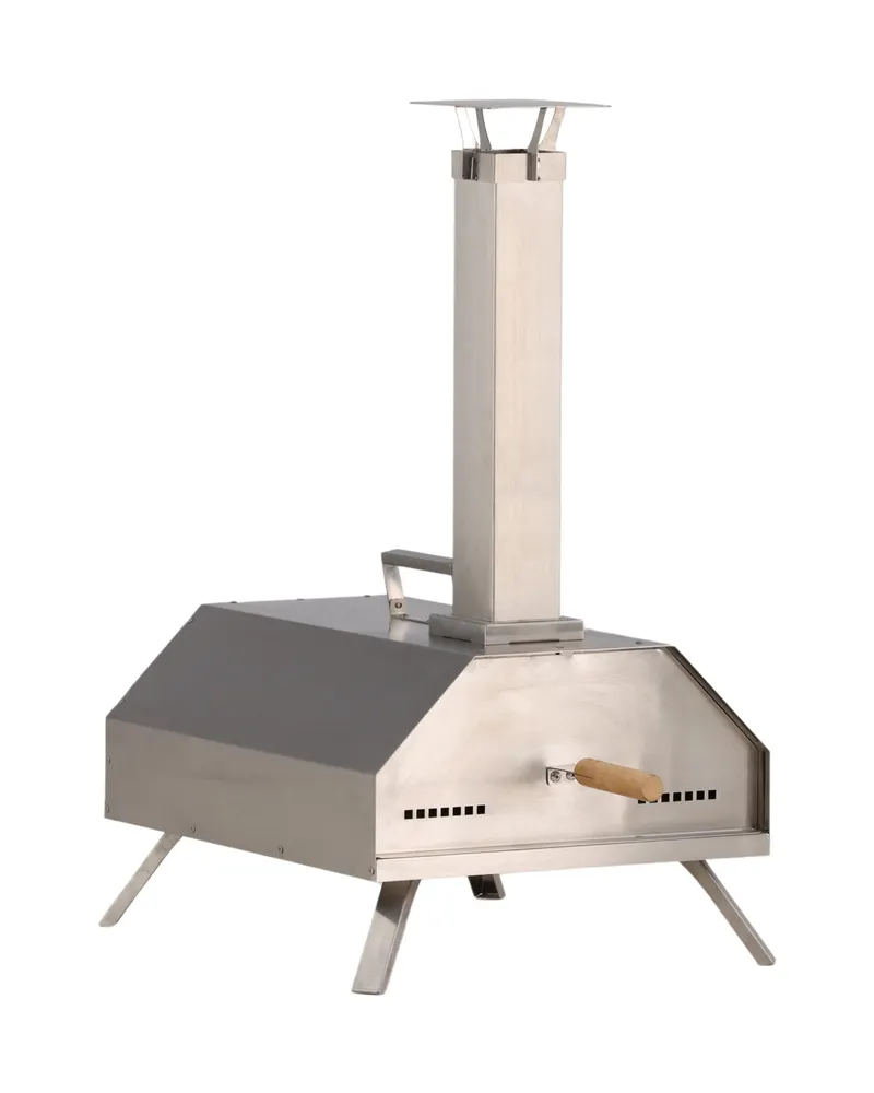 Hamnå Pizzaofen mit Pizzastein, Ofentür und Kamin aus Stahl