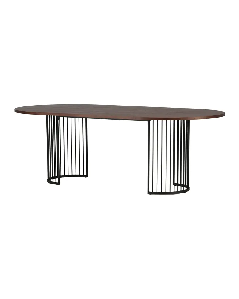 Hamneskär ovaler Esstisch 220 × 110 cm in Dunkles Walnuss, Gestell Schwarz, Ansicht 1