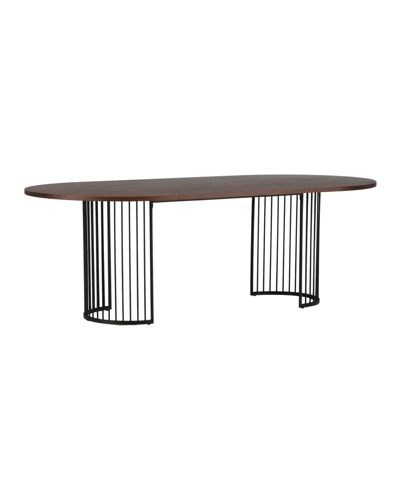 Hamneskär ovaler Esstisch 220 × 110 cm in Dunkles Walnuss, Gestell Schwarz, Ansicht 9