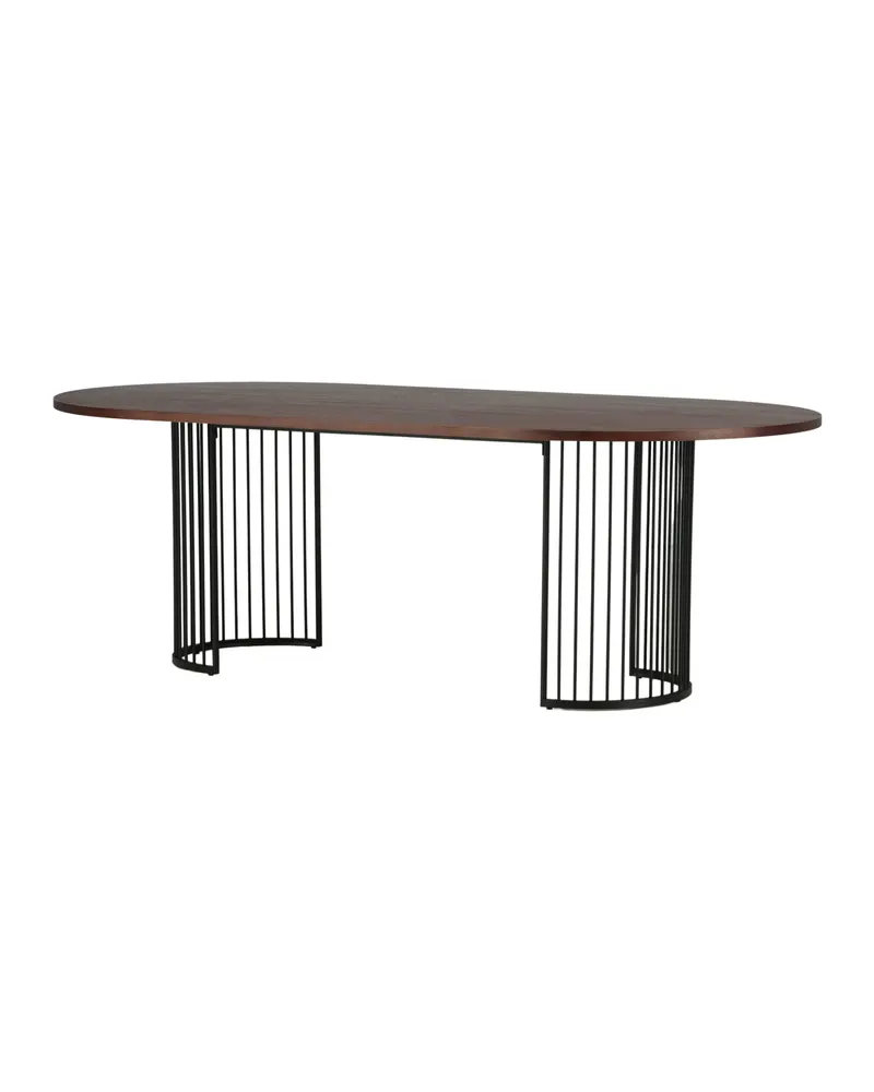 Hamneskär ovaler Esstisch 220 × 110 cm in Dunkles Walnuss, Gestell Schwarz, Ansicht 11