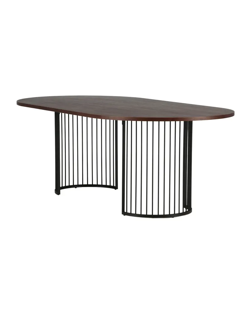 Hamneskär ovaler Esstisch 220 × 110 cm in Dunkles Walnuss, Gestell Schwarz, Ansicht 12