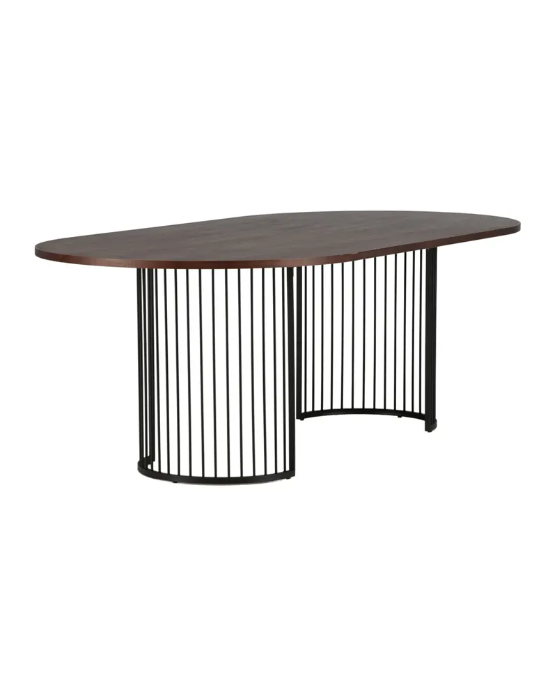 Hamneskär ovaler Esstisch 220 × 110 cm in Dunkles Walnuss, Gestell Schwarz, Ansicht 3