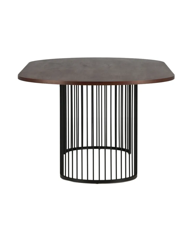 Hamneskär ovaler Esstisch 220 × 110 cm in Dunkles Walnuss, Gestell Schwarz, Ansicht 4