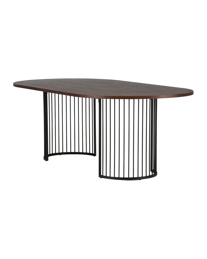 Hamneskär ovaler Esstisch 220 × 110 cm in Dunkles Walnuss, Gestell Schwarz, Ansicht 6