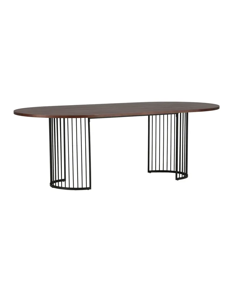 Hamneskär ovaler Esstisch 220 × 110 cm in Dunkles Walnuss, Gestell Schwarz, Ansicht 7